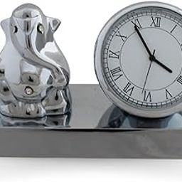True-Ally Elegant Silver-Plated Lord Ganesha Idol with Analog Table Clock – Spiritual Decor – Ideal Diwali Gift for Corporate, Office Desk, Study Room, & Home – Perfect for Men, Women, Boss, Clients-image-32