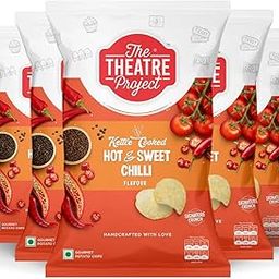 The Theatre Project Kettle Cooked Potato Chips - Hot & Sweet Chilli Flavor, Crispy & Flavorful Potato Chips Combo Pack of 5 Pouches (210g)-image-77