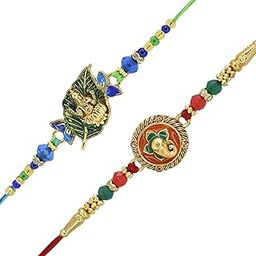 Combo Pack of 2 Rakhis Leafy Green and Red GaneshaSpritiul,Bhaiya, Bracelet,Designer Set With Pack of Roli-chawal n Rakshabandhan Greetings Card, Kids Rakhi-25054-picture-13