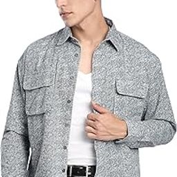 Grey Dye Effect Overshirt for Men-image-69