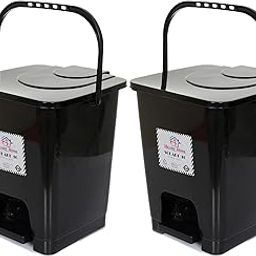 Heart Home Square Premium Plastic Pedal Dustbin with Lid for Home/Kitchen/Office 10 Ltr (Black)-Pack of 2-5