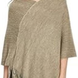 MANRA Women V-Neck Poncho with Tassels Knitted Fringed Sweater Pullover Cape for winter (SC 61)-14