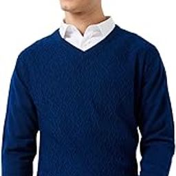 Men Regular Fit Structure Pattern Pure Acrylic Full Sleeve V Neck Casual Sweater-picture-6