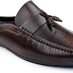 Men's Casual Open Mules Loafers - Brown || TVM1032-image-5