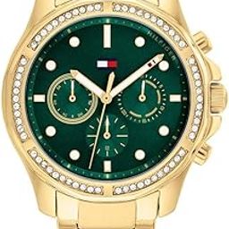 Quartz Multifunction Green Dial Metal Strap Watch for Women-TH1782614-image-38