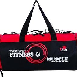 25L Water Resistant Sports Duffel Gym Bag for Men & Women with Shoe Compartment & Yoga Mat Holder (Black & Orange)-image-91