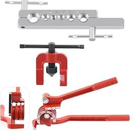 Uptodateproducts 2Pcs Auto Double Flaring Tool Kit and 180 Degree 3 in 1 Tube Bender Kit, 5/8" 5/16" 3/16" 1/4" 3/8" 1/2" Line Flaring Tools and 3 in 1 Copper Bender 1/4" 5/16" 3/8" Tubing Bender-picture-21