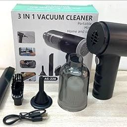 3-in-1 Vacuum Cleaner for Home & CAR,Powerful 3-in-1 Vacuum Cleaner for Car & Home ? Compact, Cordless, Wet & Dry, Mini & Portable for Sofa, Dust & Deep Cleaning Bike-BLACK17-7