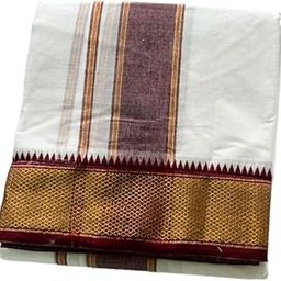 Traditional Jari Men dhothi|pure Cotton WHite| 9 X 5 combo towel-Angavastram set|panjakejam|9 mulam veshti|puja dress|chadar|parna|panchakacham|gift for men|Deity|Panditji-picture-24