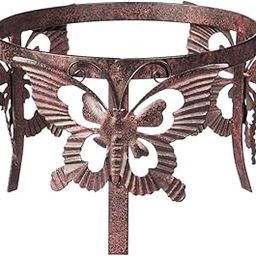Evergreen Butterfly Adorned Metal Gazing Ball Stand-image-33