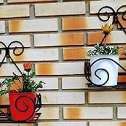 Dime Store Plant Stand Flower Pot Stand for Balcony Living Room Outdoor Indoor Plants Over The Balcony Grill Rack (Set of 2, Black)-image-94
