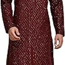 Men's Cotton Kurta Pajama Traditional Outfit | Mandarin Collar | Floral Print (A-120)-picture-35