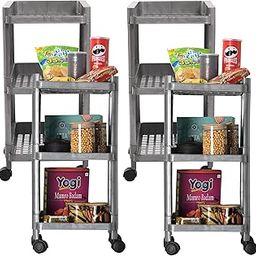Homestic Pack of 4 Storage Rack with Wheels | 3-Layer Storage Organizer Rack | Kitchen Spice Rack | Multipurpose Layer Storage Rack for Home & office | Office Storage Trolley | Grey-image-62