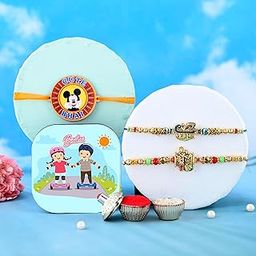 CraftVatika Rakhi with Magnet Gift for Brother Boy Kids Rakhi Set of 3 for Bhaiya Brother, Peacock Radhe Krishna Rakhi Combo Set Rakhi with Magnet, Fridge Magnet for Fridge Door Decor-image-23