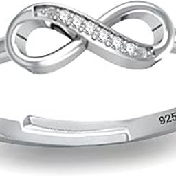 Pure 925 Sterling Silver Rings for Women, Infinity Style Ladies Anguthi - Ring for Girlfriend, Infinity Ring for Women Silver Rings for Girls - Adjustable Size-image-100