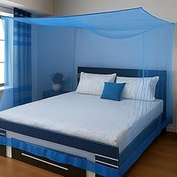 Shree Kriday Square Hanging Mosquito Net for King Size Bed, Fine Mesh with Easy Setup, (8x8, Sky Blue)-image-107