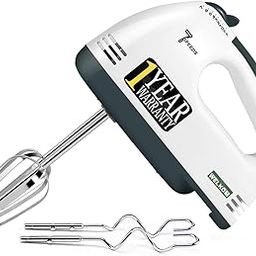 WELKOM Hand Mixer 250 Watt Interchargeable 7 Speed Setting, 4 Stainless Steel Dough Hook, Turbo Function Electric Cake Cream Beater Lightweight Hand Mixer for Kitchen With 1 Year Warrenty (White)-22