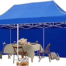 Gazebo Canopy Tent with 3 Side Cover | Outdoor,Garden, Waterproof & UV Protection Tent | Adjustable Height & Heavy Duty 20x10 ft/3x6 mt, 48 kg (Blue)-image-56