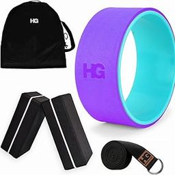 HOMEGALLEY Yoga Wheel with 2 Yoga Blocks and Strap for Stretching & Backbends Exercise Set for Flexibility, Pain Relief & Core Strength Yoga Equipment for Men & Women Ideal for Home Workouts Purple-image-27
