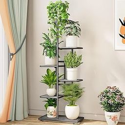 ORILEY 6 Tier Vertical Plant Stand Metal Indoor Outdoor Planter Display Rack for Multiple Flower Pots, Garden, Balcony, Terrace, Patio, Decorative Shelf for Living Room (Black)-image-28