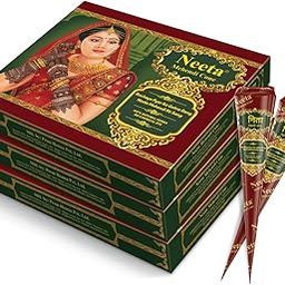 Neeta Mehendi Cones for Hand 12 Pcs in 1 Box (Pack of 3) Bridal Mehndi Cones Natural Mehendi Cone for Wedding, Hand Designing, Reddish Brown Color Long Lasting Niddle Cones for Women-4