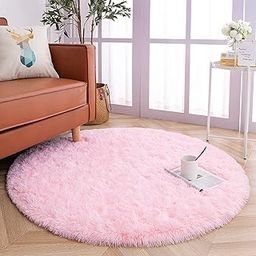 SS Malik Handloom Anti Slip Fluffy Fur Rug and Round Shaggy Carpet (2 Inch Thickness) for Living Room, Bedroom, Sofa Area (2x2 Feet, Pink)-image-71