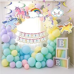Party Propz Unicorn Theme Birthday Decorations Kit – 68 Pcs | Pastel Balloons for Decoration, Unicorn Swirls, Happy Birthday Banner, Confetti Balloons, Unicorns Decoration for Birthday Girls-image-23