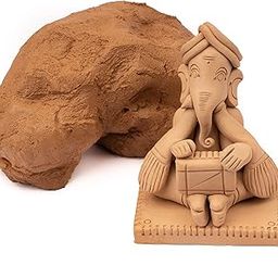 DIY Shadu Earthen Clay Dough Ready to Use for Home Made Organic Eco-Friendly for Ganesha | NonToxic Natural & Soft for Kids Adults Sculpture and Modeling at School (Yellow) 1kg (1)-18