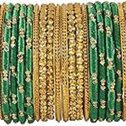 Glass and Silk Thread Zircon studded Worked Bangle Set for Women/Girls (Pack Of 40 Bangles)-0