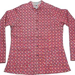Women's Red Cotton Quilted Reversible Full Sleeve Jacket-image-80