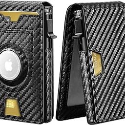 Airtag Wallet, Smart Wallet, Air Tag Wallet for Men, Carbon Fiber Wallet with Airtag Holder, RFID Blocking Pop Up wallet, Credit Card Holder, Wallet for Men Slim Minimalist-picture-0