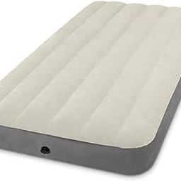Intex Polyester Dura-Beam Standard Series Deluxe Single-High Airbed, Bed Height 10, Twin, Beige-0