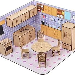 Webby Kids DIY Wooden Kitchen Doll House with Furniture Kit for Kids-image-23