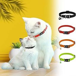 Buraq 4 Pcs Perfect Plain Cat Collar for Indoor & Outdoor Use, Strong Cat Belt, Adjustable & Durable, Accessories for Cats - Color May Vary (Pack of 4)-22