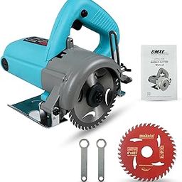 Wood Cutter Machine for Home Use | OMXE 1550W Cutting Machine Wood Cutter with 4-Inch Blade | 11000 RPM Hand Tool for Ply, Logs, Boards | Plywood Cutter | Woodcutter Hand Cutter – Cyan & Black-image-3