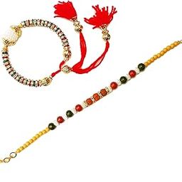 Set Of 2 Exclusive Multi Pearl Bhaiya Bhabhi Rakhi Set Bhabhi Lumba Pair Rakhi Couple Rakhi For Bhaiya Brother Bhai Bhabhi Chuda Lumba Rakhi Rakshabandhan Rakhi Gift-image-90