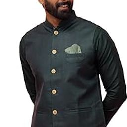 Men Solid Nehru Jacket Ethnic Festive Traditional Waistcoat Cotton, Regular Fit-10