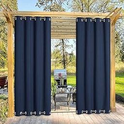 Duronet - Waterproof & Sun Blockage Top & Bottom Eyelete Outdoor Curtains (Navy Blue, 4.5 X 8 Feet , Polyester ) , Pack of 2-image-77