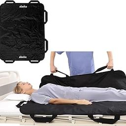 ALASKA® Patient Aid Positioning Bed Pad 42" x 36" with Reinforced Handles - Reusable & Washable Transfer Sheet for Turning, Lifting & Repositioning - Double-Sided Nylon Fabric. (Black)-image-2