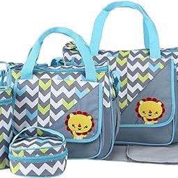 Diaper Bag Set with Pockets with Bottle Bag with Lunch Bag Shoulder Backpack Gray-image-27