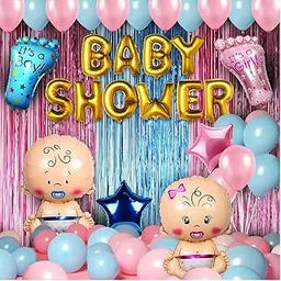 Party Propz Baby Shower Combo Decorations Set - Huge 50Pcs Baby Shower Backdrop Decoration | Baby Shower Decoration Items | Baby Shower Foil Banner (cardstock) | Pregnancy Photoshoot Material-picture-10