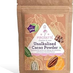 Pirouette Unalkalized Cacao Powder, 500g | Natural and Unsweetened | Perfect for baking, raw smoothies and intense chocolate flavor-21