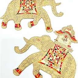 Applique Patches Embroidery Stone Work Women's Dress Sarees Blouse Dupatta Lehenga Choli Dupatta Kurti Anarkali Palazzos Suits Art Craft and Home Decoration. (Multi & Gold, 19 x 20 cm) 4 PIS-picture-25