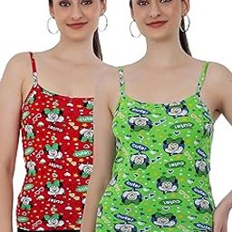 Womens Cotton Printed Adjustable Strap Spaghetti Top (Pack of 2)-image-63