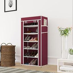 GTC 6 Layer Multipurpose Collapsible Almirah Wardrobe with Plastic Frame and Non Woven Fabric Cover Maroon-18