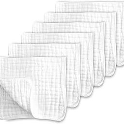Muslin Burp Cloths for Baby 100% Cotton Large 20''X10'' 6 Layers Thicken Super Soft and Absorbent by CottCare(6 Pack,White)-image-29