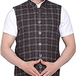 Men's Tweed Bandhgala Wool Festive and Casual Nehru Jacket Vest Waistcoat-image-92