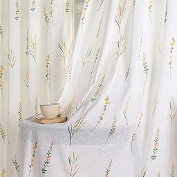 HOMEMONDE Cotton Curtains for Window - Transparent Sun Light Filtering Sheer 5 Feet Curtain, Rod Pocket Top Style Pack of 2 - (Yellow & Green, 60 Inch)-image-17