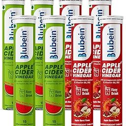 Blubein APPLE CIDER VINEGAR Effervescent Tablets | India’s First Clinically Proven ACV for Weight Loss | With Vitamin B6 & B12 | Multi-Flavor | 15 Tablets x Pack of 8-20