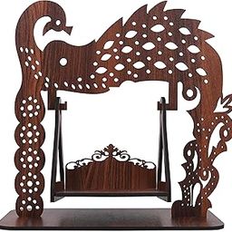 GOJEEVA KRAFT Premium Engineered Wooden Carved Pattern Designer Jhoola for Janmashtmi, Krishna Janmotsav, Home Decorr - Kanha Ji Ki Palki (Brown, Pack of 1)-image-97